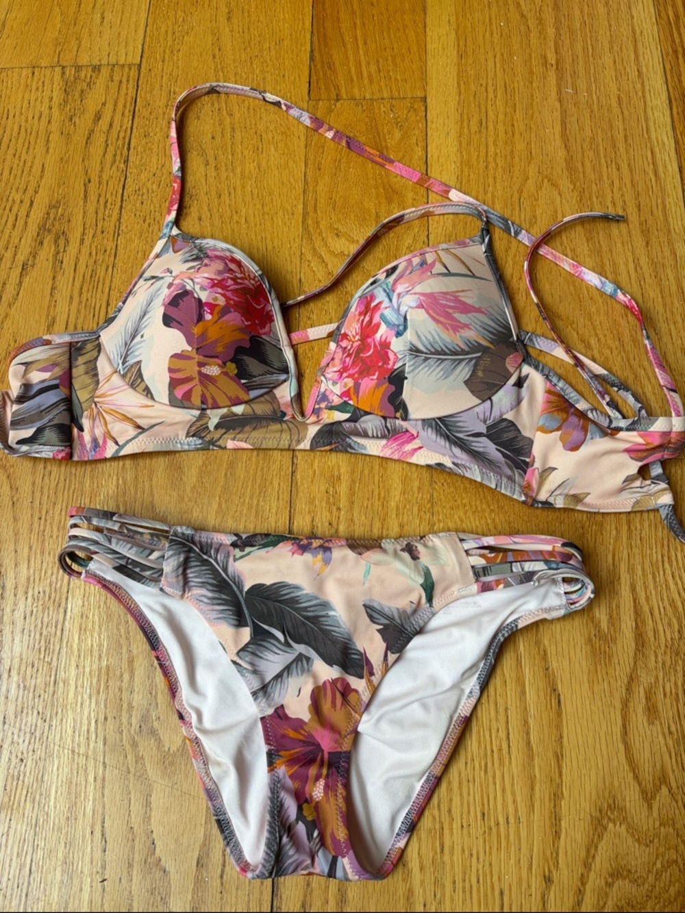 Floral Pink Tropical Two-Piece Bikini S